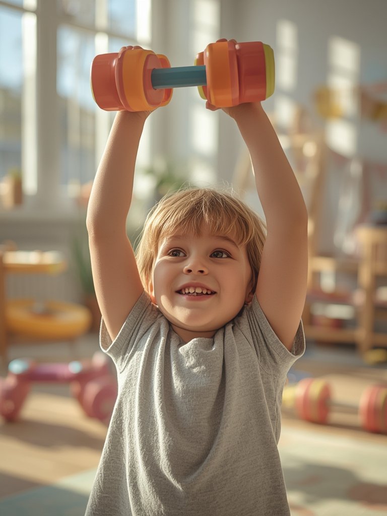 kids dumbbells in action