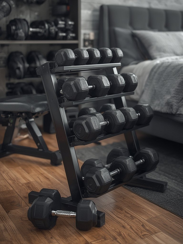 dumbbell rack in action