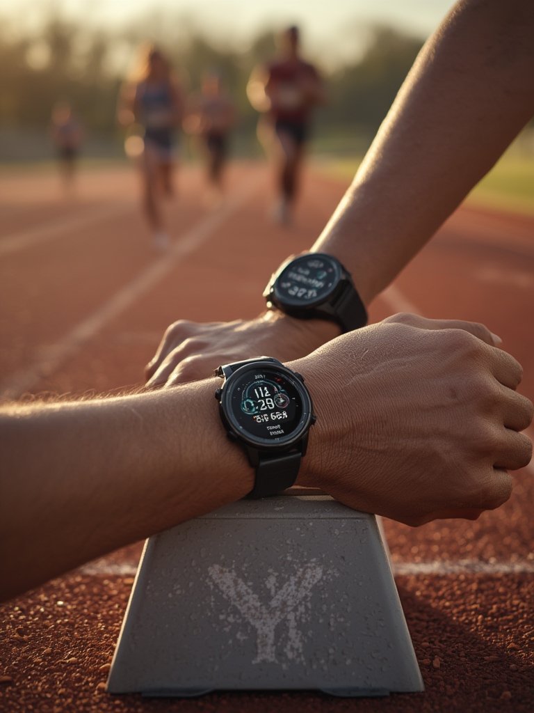 running smartwatch in action