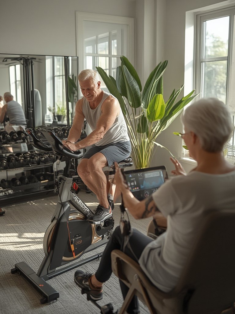 recumbent bike in action