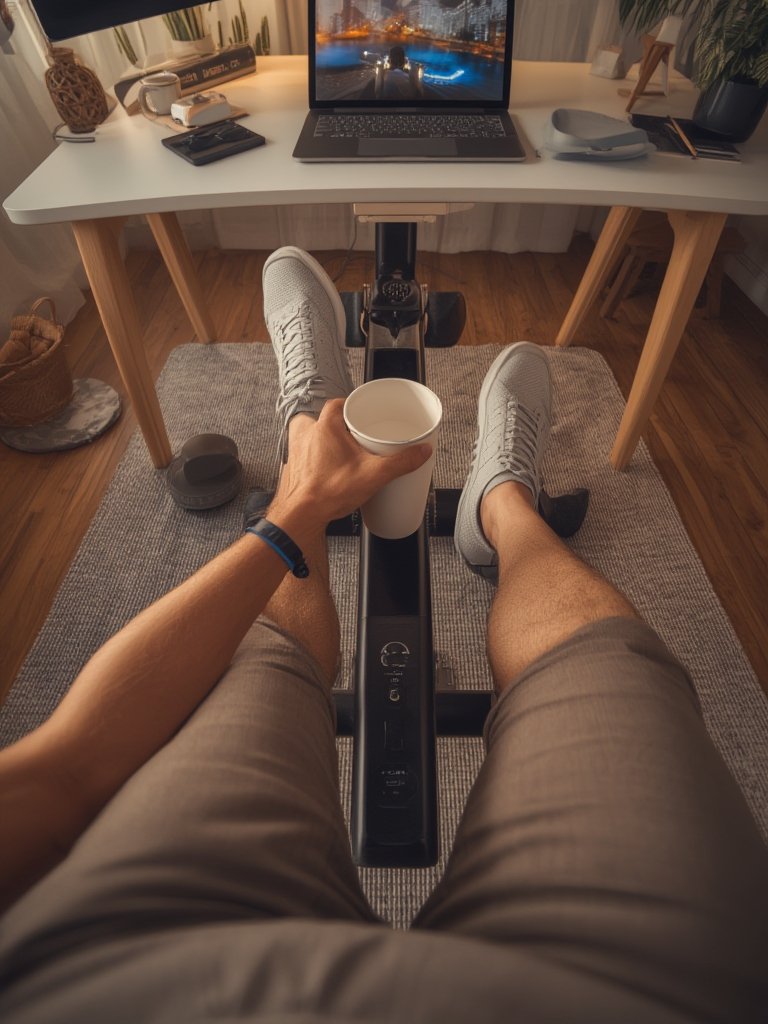 under desk in action
