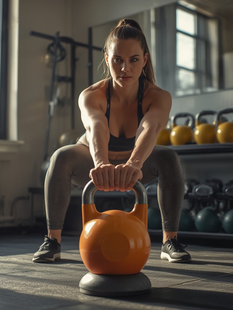 kettlebell set in action